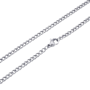 Mens 3mm Stainless Steel Curb Chain Necklace