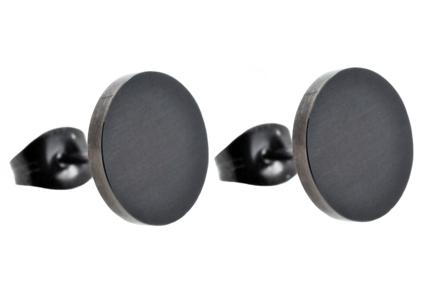 10mm Black Stainless Steel Round Stud Earrings