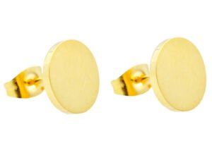 10mm Gold Stainless Steel Round Stud Earrings
