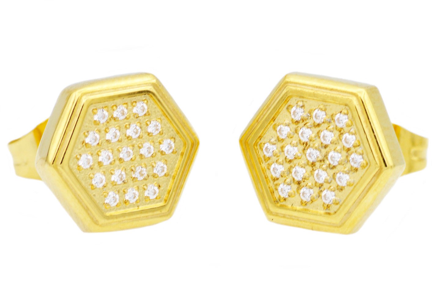 Gold Stainless Steel Earrings With Cubic Zirconia