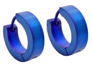 14mm Blue Plated Stainless Steel Hoop Earrings