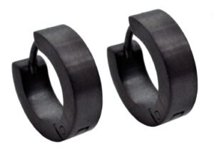 14mm Black Plated Stainless Steel Hoop Earrings