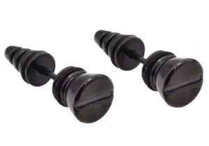 8mm Black Plated Stainless Steel Screw Earrings