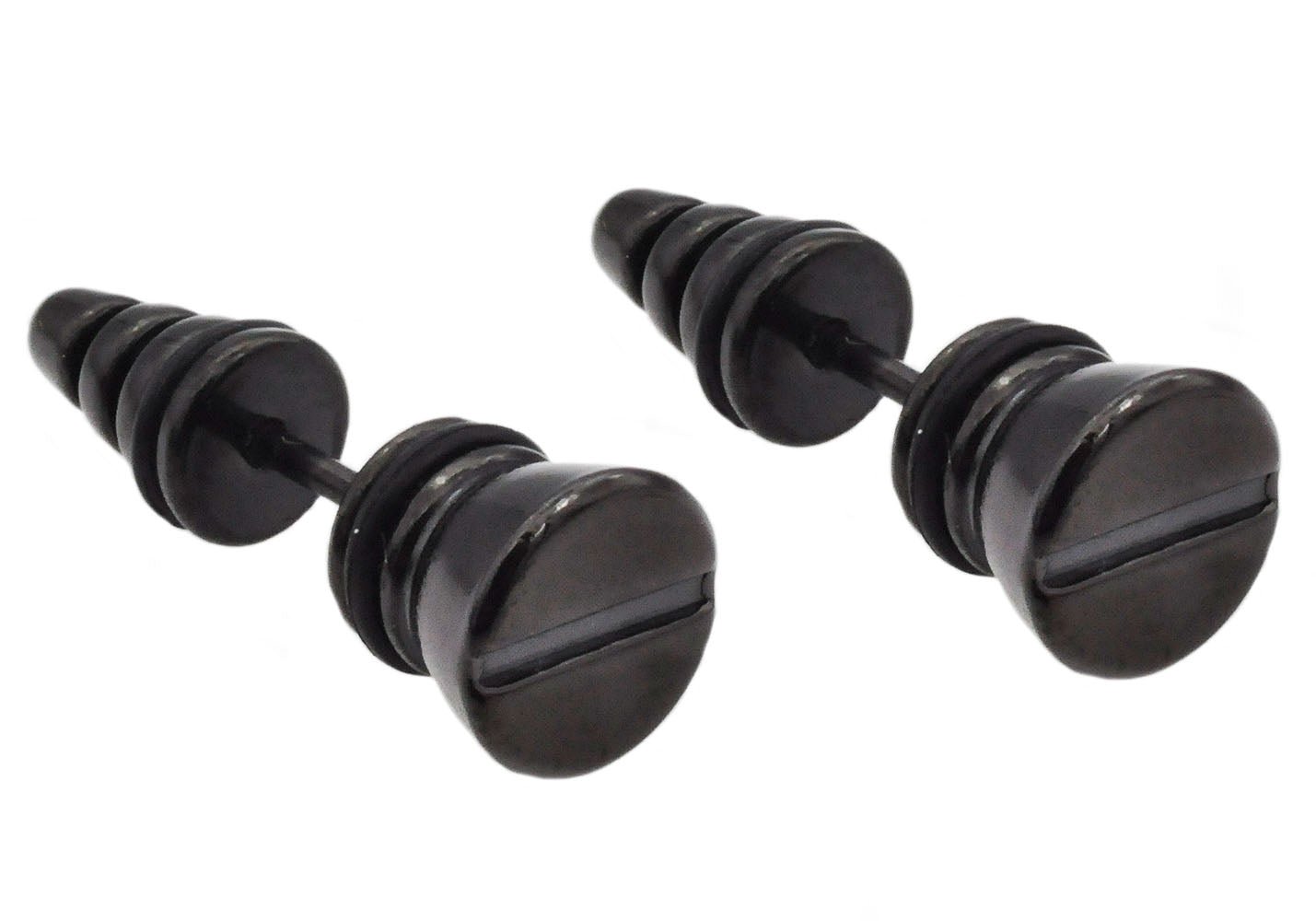 8mm Black Plated Stainless Steel Screw Earrings