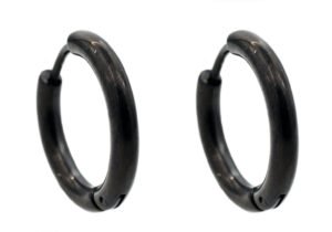 17mm Black Plated Stainless Steel Hoop Earrings