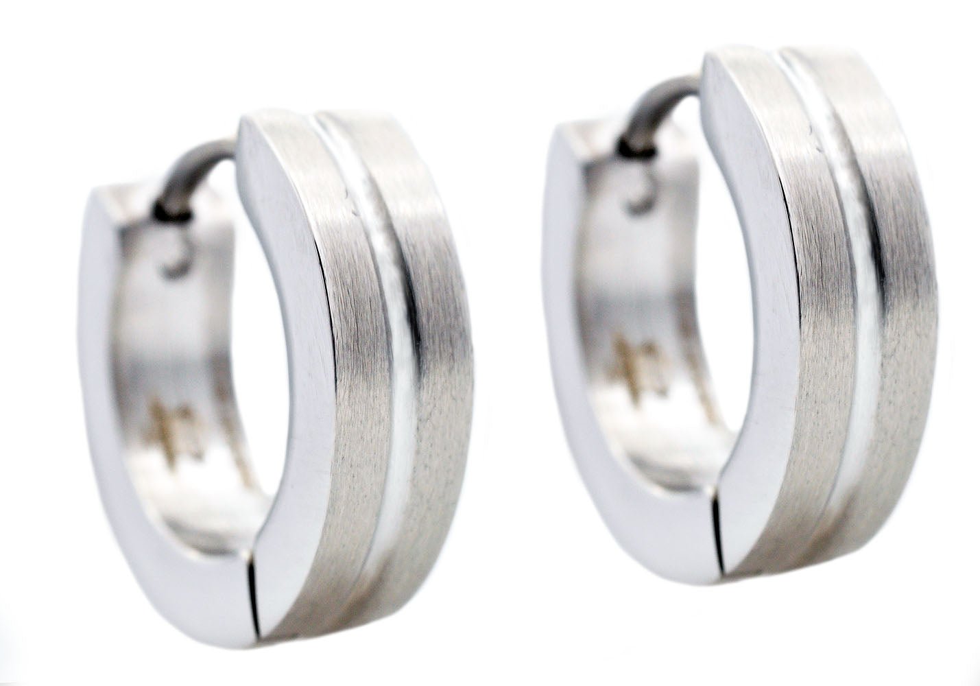 14mm Stainless Steel Divoted Hoop Earrings