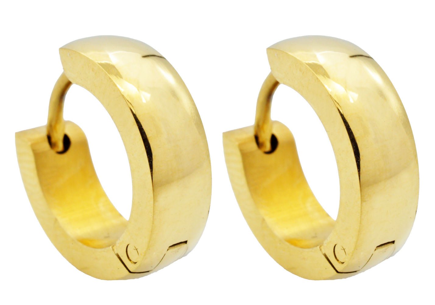 Polished Gold Stainless Steel 14mm Hoop Earrings