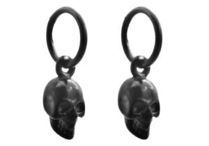 Black Stainless Steel Skull Drop Earrings