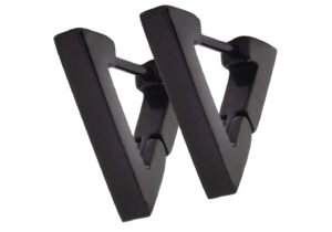 Black Stainless Steel Triangle Hoop Earrings