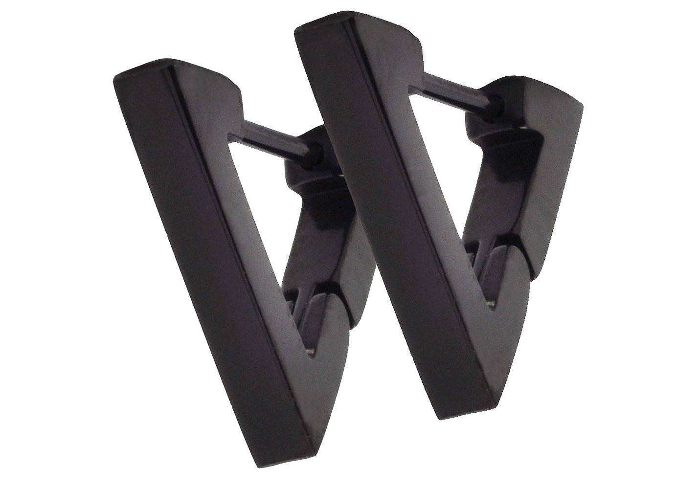 Black Stainless Steel Triangle Hoop Earrings