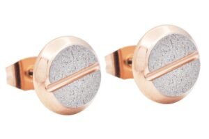 10mm Rose Stainless Steel Sandblasted Flat Head Screw Earrings