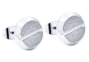 10mm Sandblasted Stainless Steel Flat Head Screw Earrings