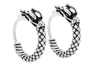Stainless Steel Dragon Hoop Earrings