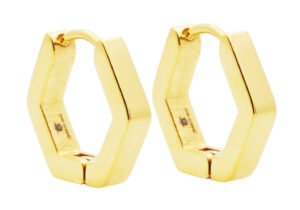 Gold Stainless Steel Hexagon Hoop Earrings