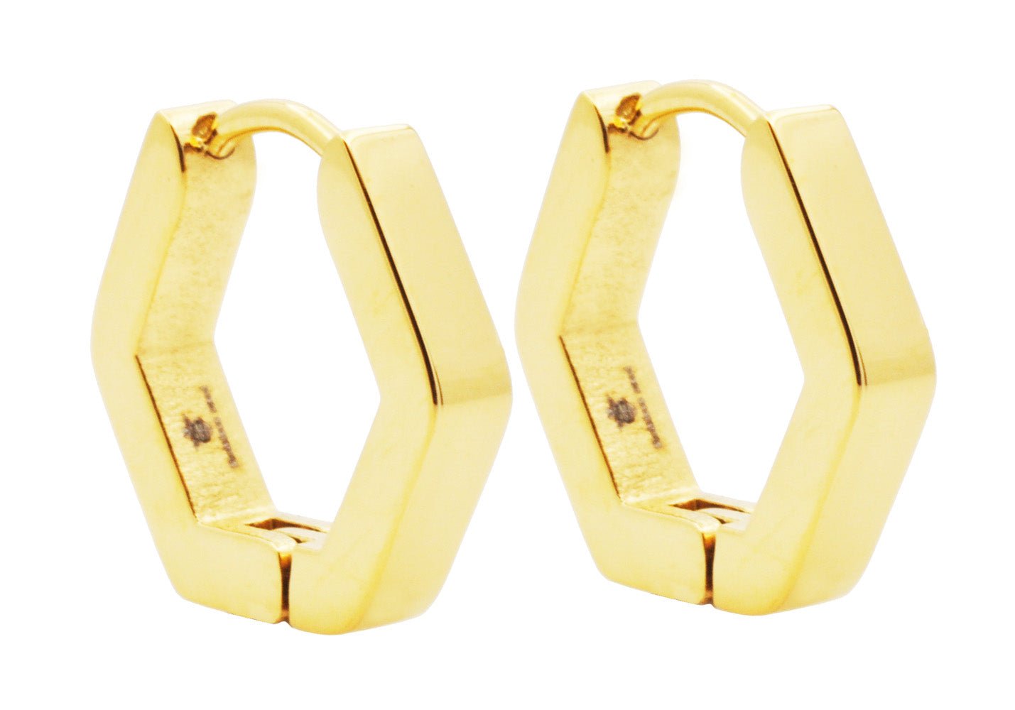 Gold Stainless Steel Hexagon Hoop Earrings