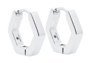 Stainless Steel Hexagon Hoop Earrings