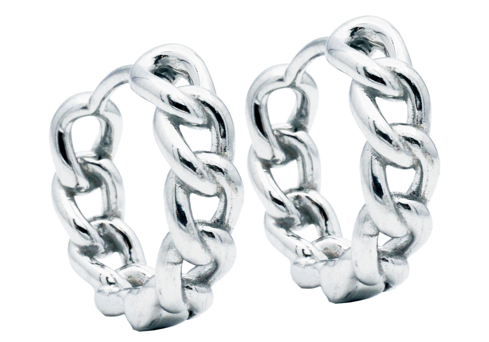 14mm Stainless Steel Curb Hoop Earrings