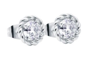 8mm Stainless Steel Floral Stud Earrings