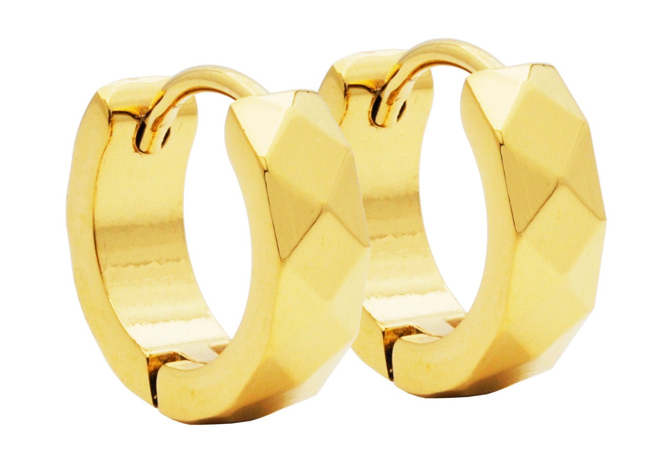 Gold Stainless Steel Hammered Hoop Earrings