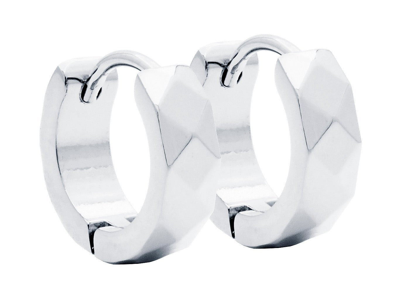 Stainless Steel Hammered Hoop Earrings