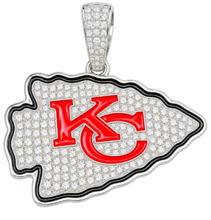 Silver moissanite chiefs iced out pendent