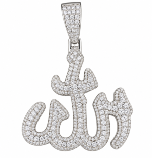 Silver moissanite Allah pendant