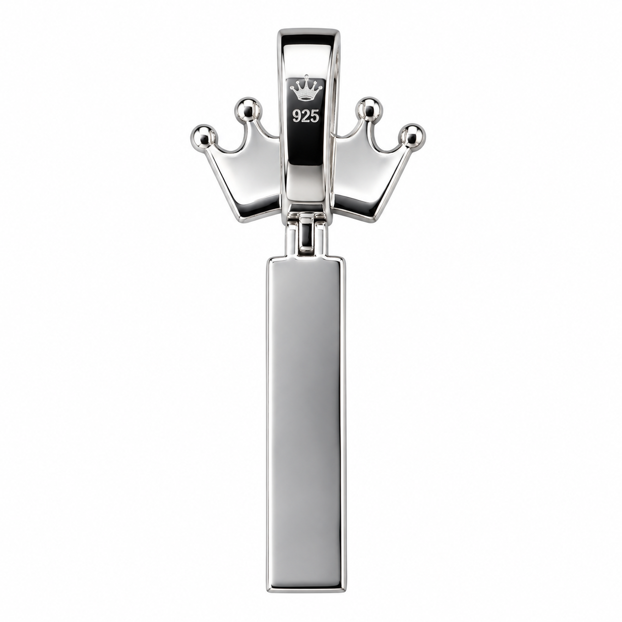 Mossinite Silver Iced Out Crown Initial Pendant - Letter I - Image 2