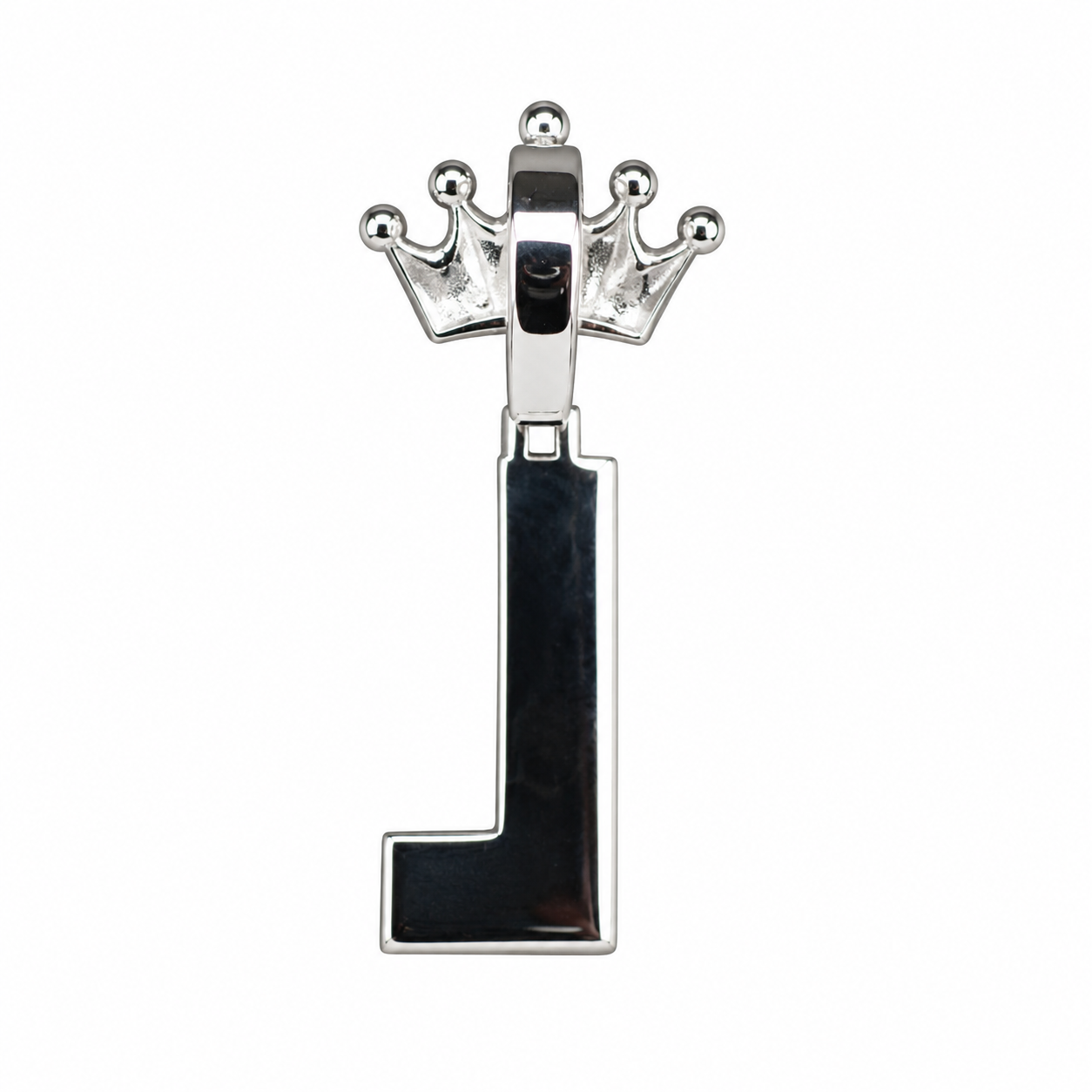 Mossinite Silver Iced Out Crown Initial Pendant - Letter L - Image 2