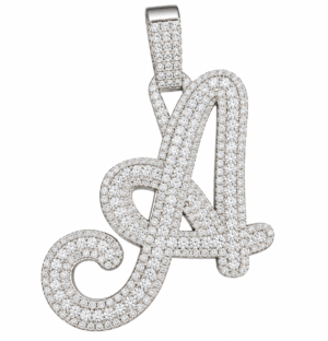 Silver moissanite solid custom letter, a initial pendant