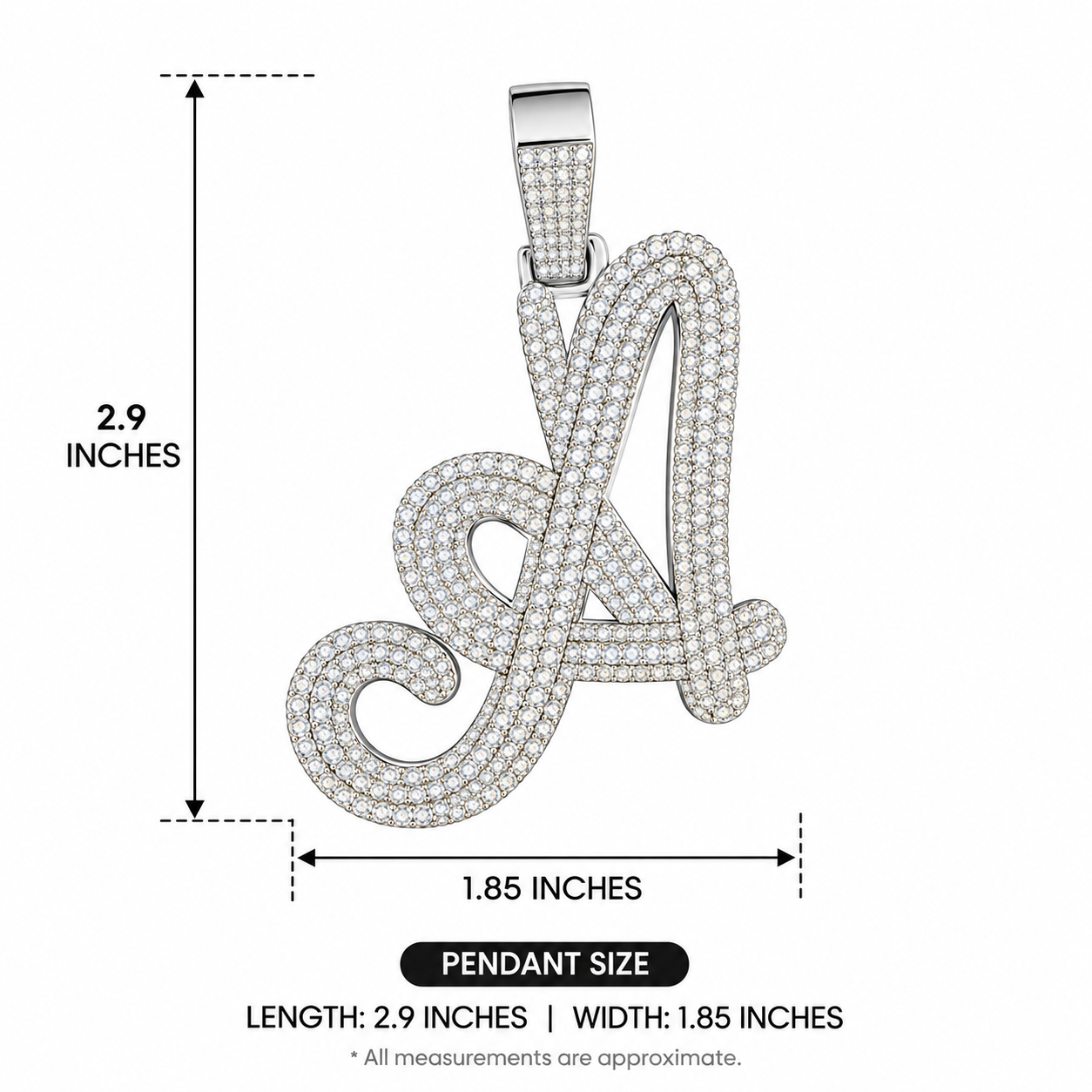 Silver moissanite solid custom letter, a initial pendant - Image 2