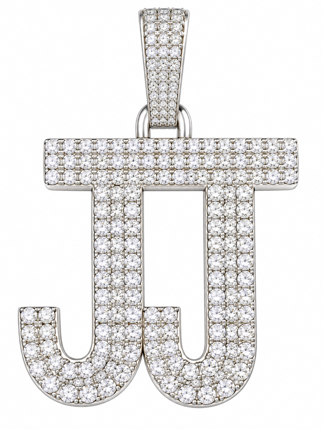 Silver moissanite JJ initial pendant