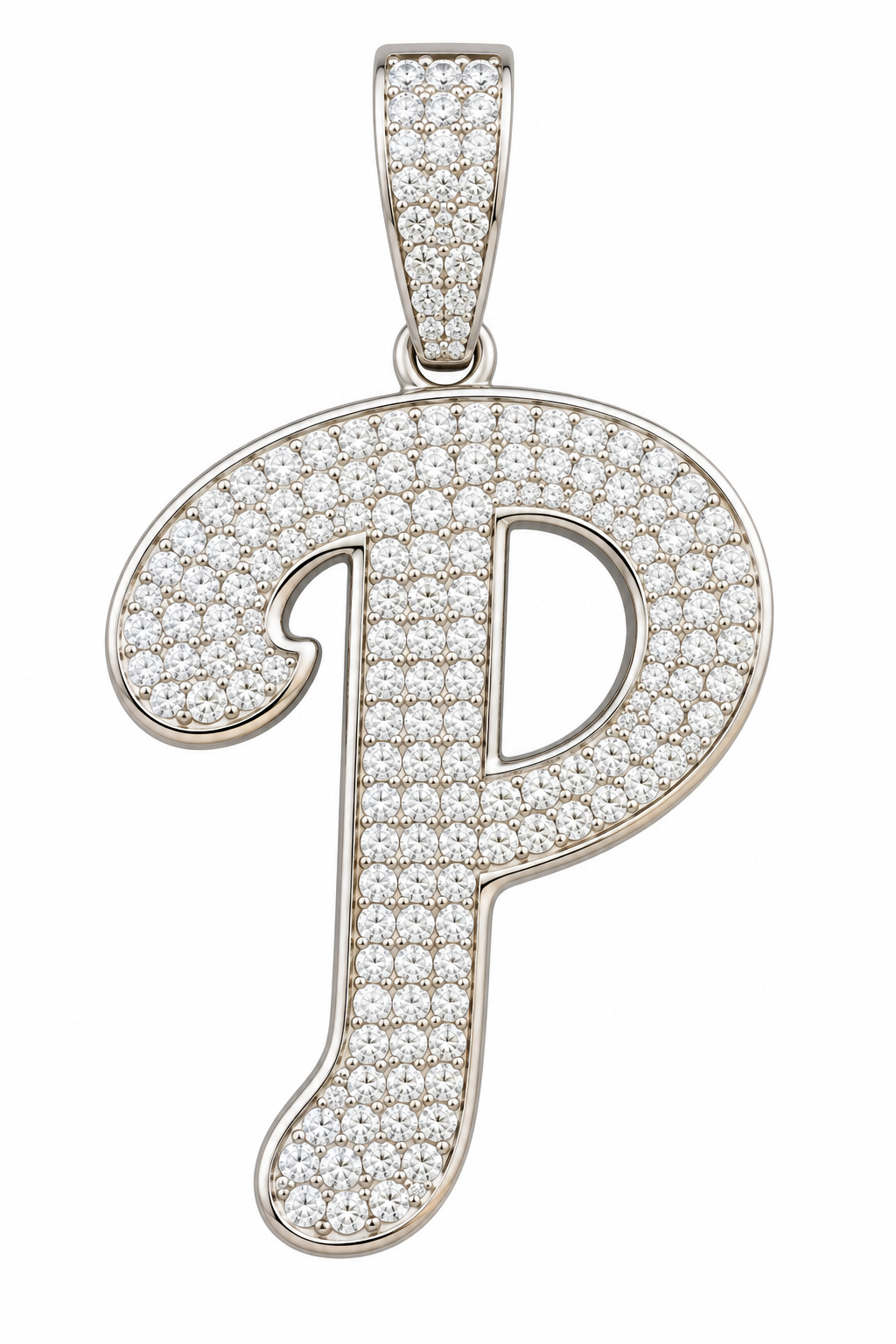 Iced Out Script Letter P Pendant