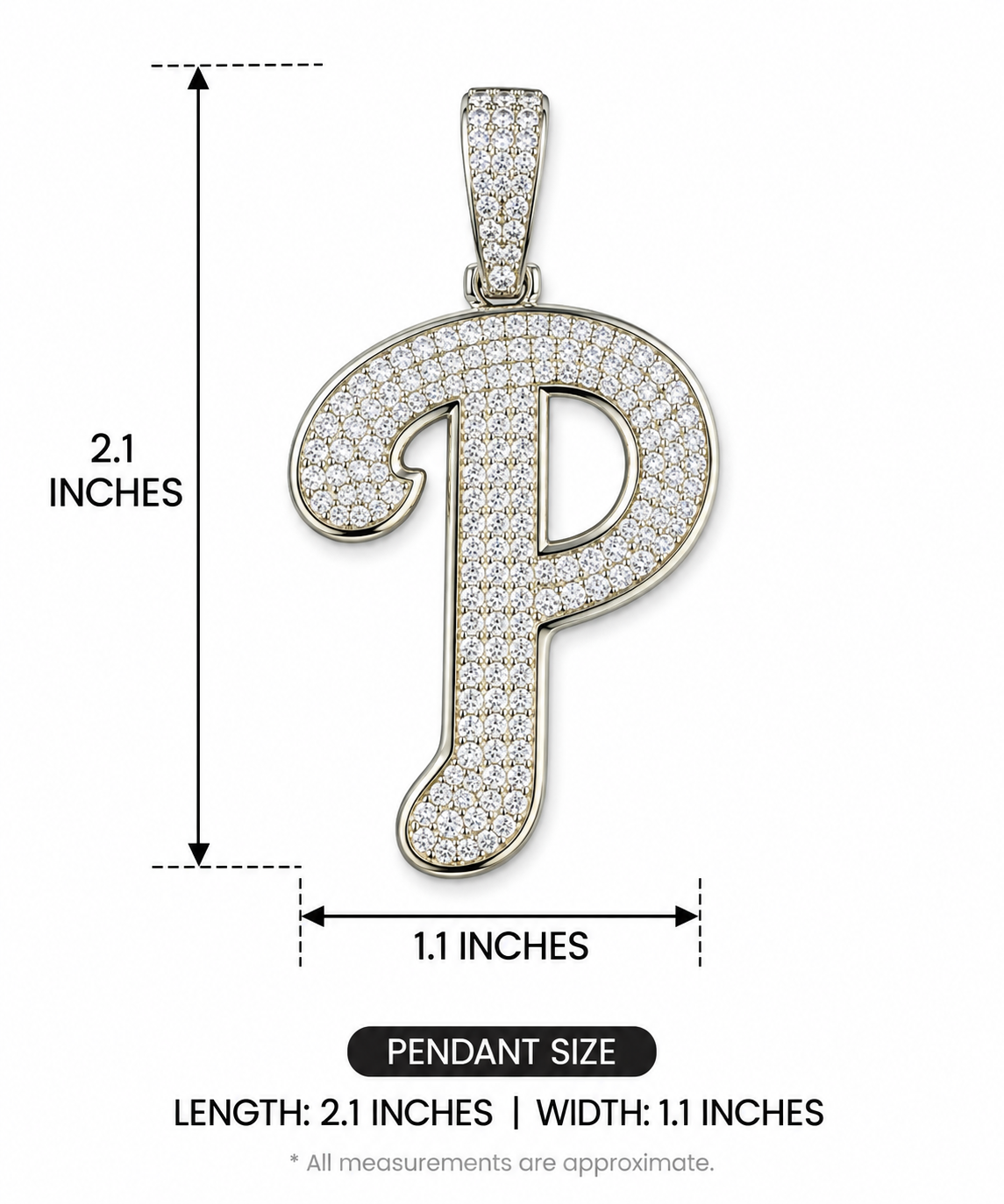 Iced Out Script Letter P Pendant - Image 3