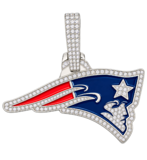 Silver moissanite, patriot enamel pendant