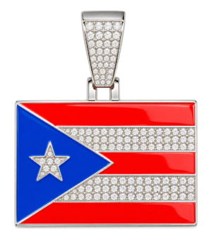 Puerto Rico Flag Enamel Pendant with Iced Bail