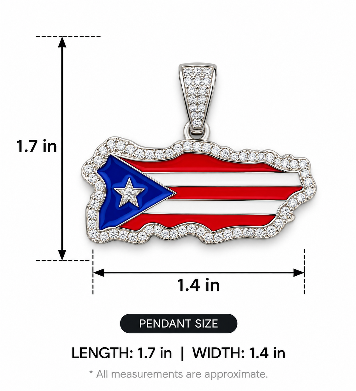 Silver moissanite enamel Puerto Rico flag - Image 3