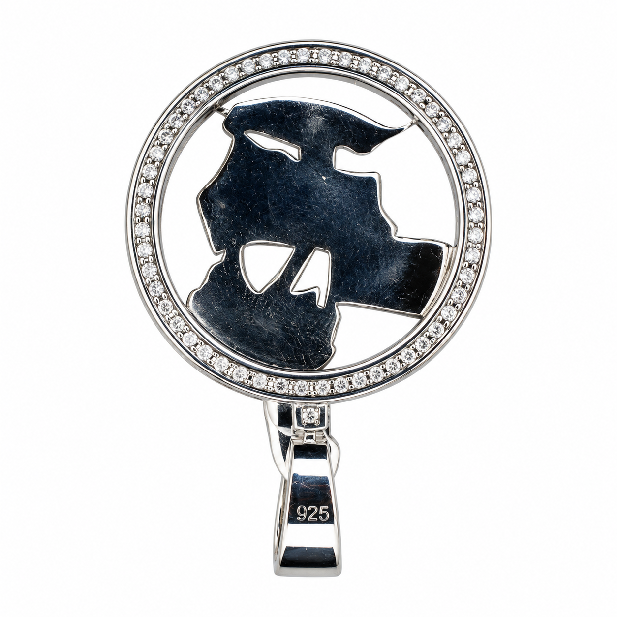 Puerto Rico Palm Tree & Flag Round Medallion Pendant - Silver - Image 2