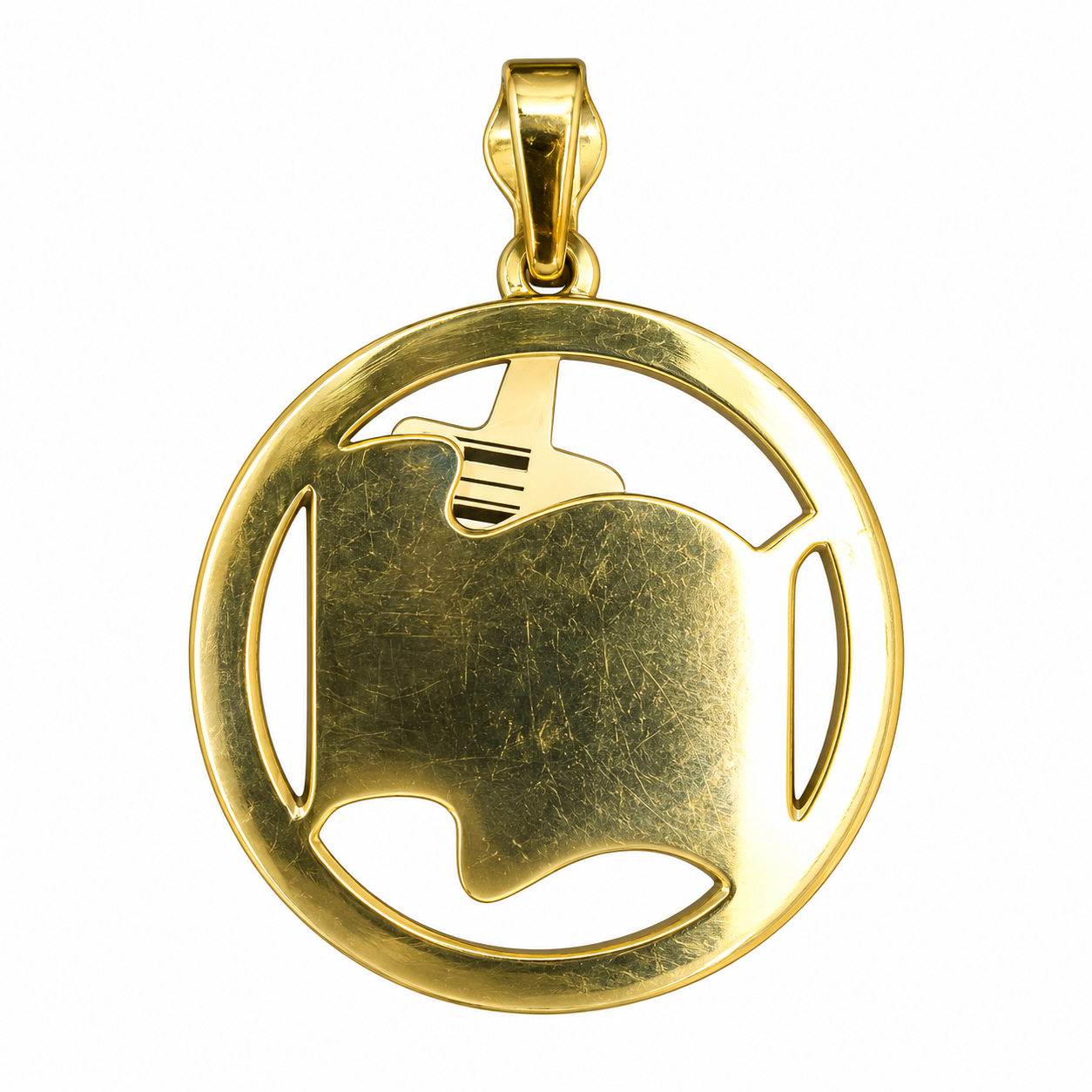 Puerto Rico Waving Flag Round Medallion Pendant - Gold - Image 2