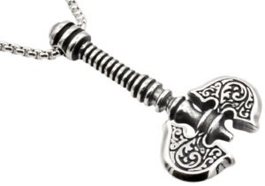 Mens Stainless Steel Axe Pendant with 24" Round Box Chain