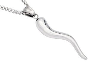 Mens Stainless Steel Italian Horn Pendant