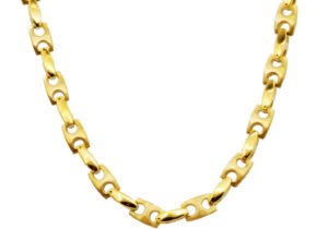 Mens Stainless Steel Gold Plated Anchor Link Chain Necklace