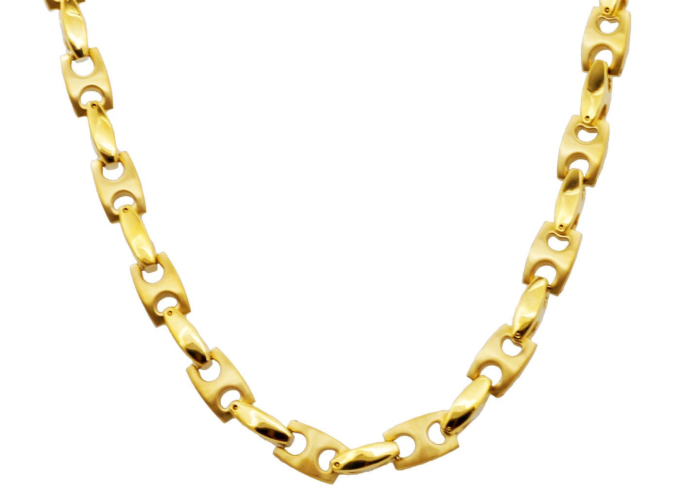 Mens Stainless Steel Gold Plated Anchor Link Chain Necklace