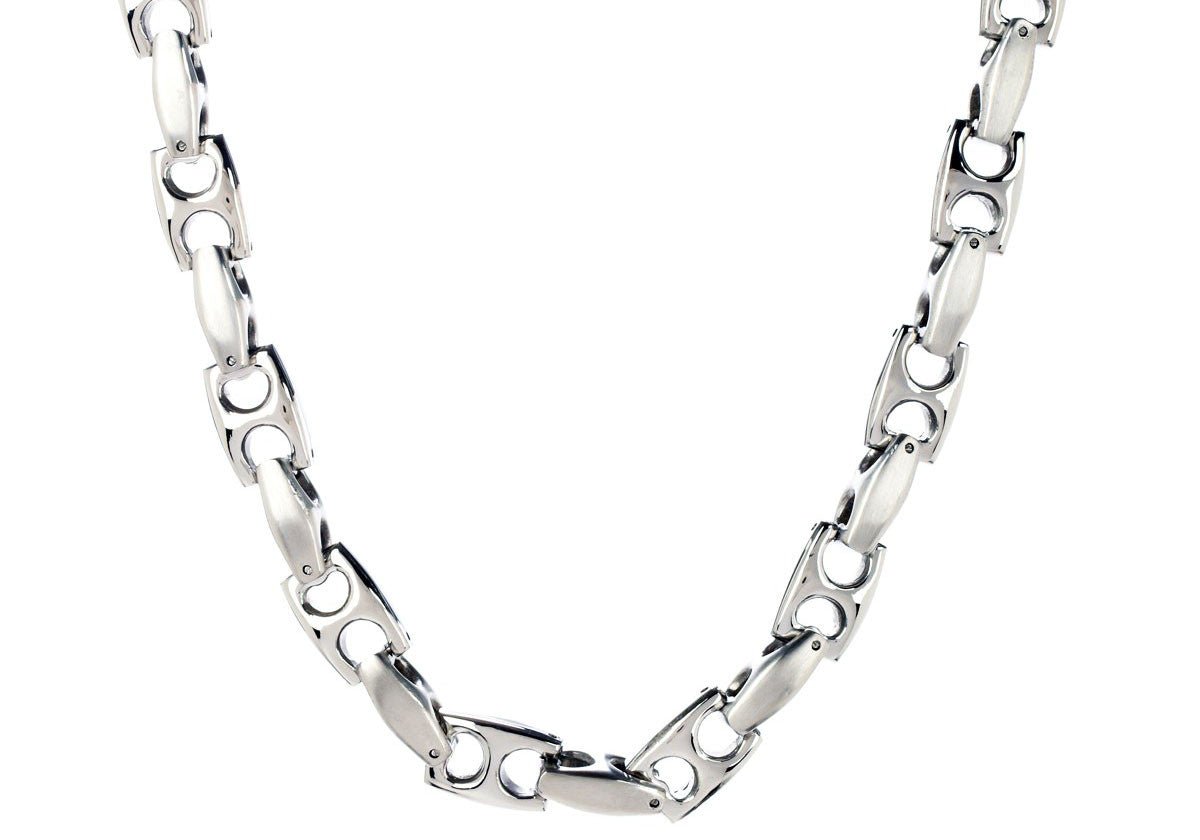 Mens Stainless Steel Anchor Link Chain Necklace