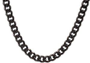 Mens 10mm Gunmetal Stainless Steel Curb Link Chain Necklace