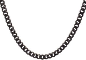 Mens 7mm Gun Metal Stainless Steel Curb Link Chain Necklace