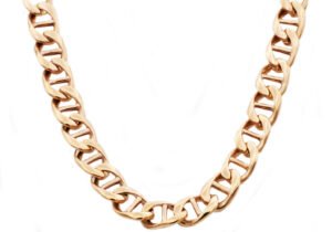 Mens Rose Stainless Steel Mariner Link Chain Necklace