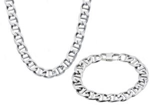 Mens Stainless Steel Mariner Link Chain Set