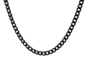 Mens 5mm Black Stainless Steel Miami Cuban Link 24" Chain Necklace