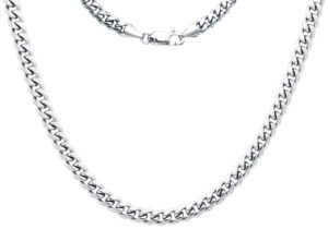 Mens 8mm Stainless Steel Cuban Link Chain Necklace With Lobster Clasp