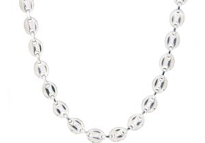 Mens Stainless Steel Puff Mariner Link Chain Necklace